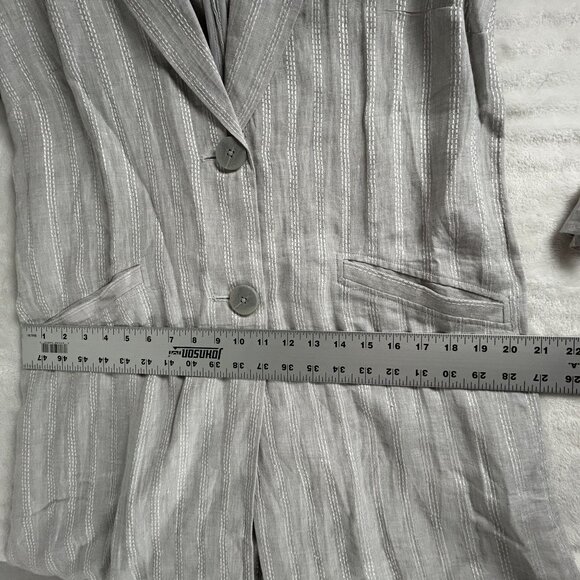 J. Jill Womens Linen Striped Duster Blazer Coat Jacket Small Gray Lightweight - Picture 9 of 10